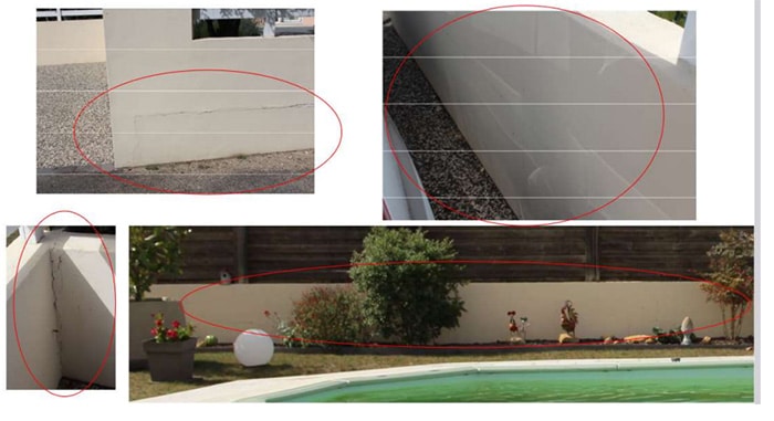 La piscine présente à ce jour des désordres de tassement