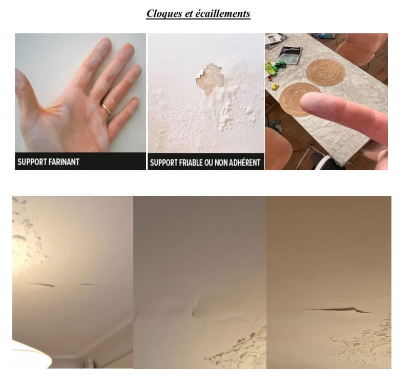 Le plâtre du plafond est devenu farinant et poudreux en raison de la capillarité de l’humidité